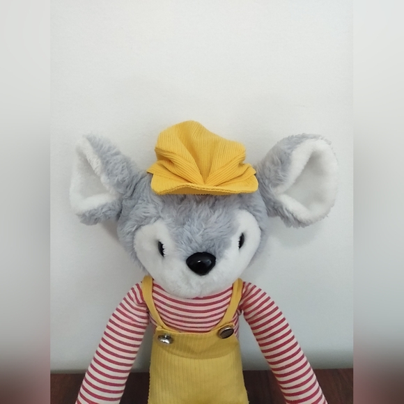 Vintage Knee Hugger Mouse 24" Plush Yellow Corduroy Overalls Stuffed Animal - Picture 4 of 6